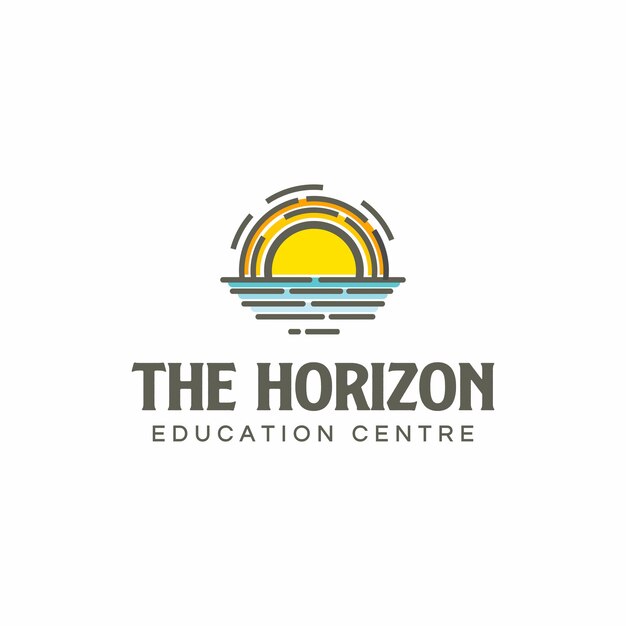 Vector diseño colorido del logotipo del mar del océano del horizonte