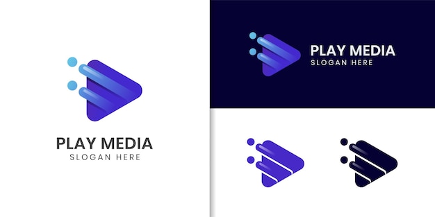 Diseño colorido del logotipo de reproducción de medios. Símbolo de forma de diseño de logotipo de botón de reproducción para medios de tecnología moderna