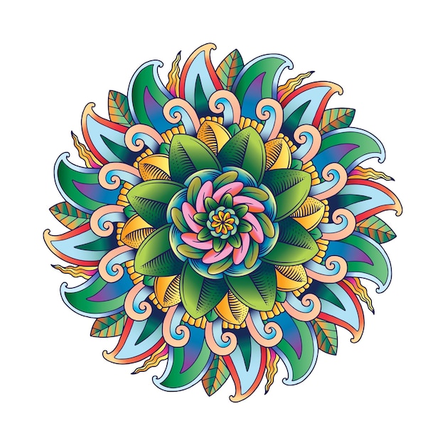 Diseño colorido de Mandala, diseño de impresión de papel tapiz