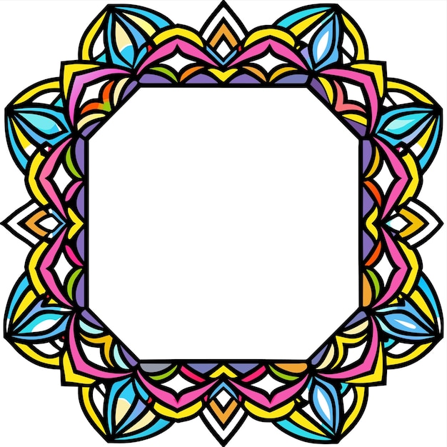 Vector un diseño colorido en un marco colorido con un cuadrado en el medio