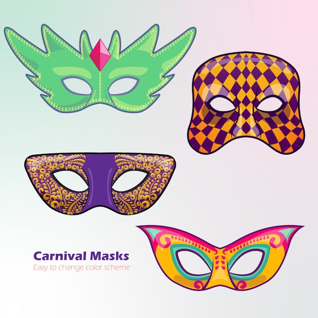 Diseño colorido de máscaras de carnaval.