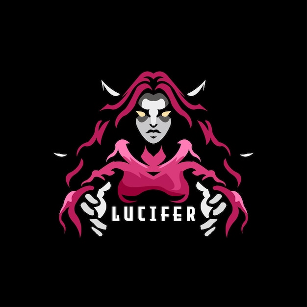 Diseño colorido de la mascota del logotipo de lucifer