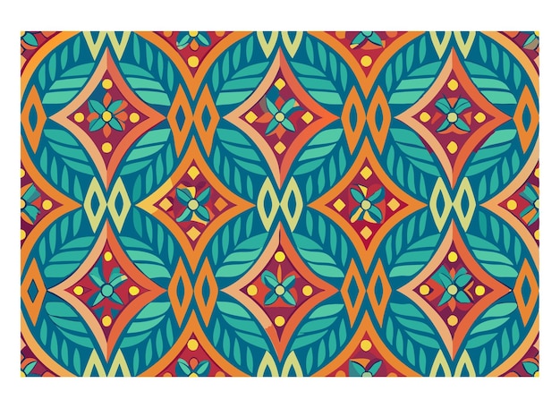 un diseño colorido con un patrón de flores en él