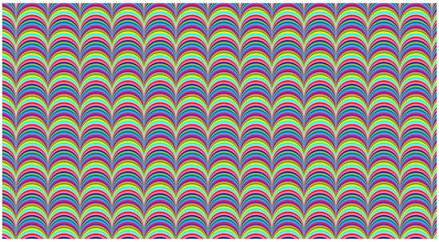 un diseño colorido con un patrón de líneas de colores arco iris
