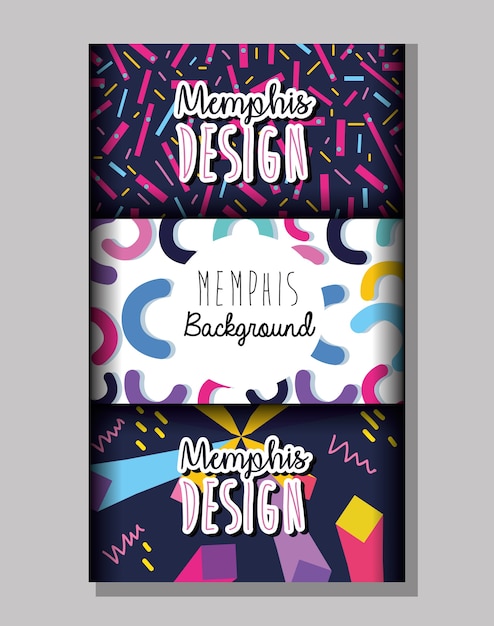 Diseño colorido de plantillas y fondos de memphis