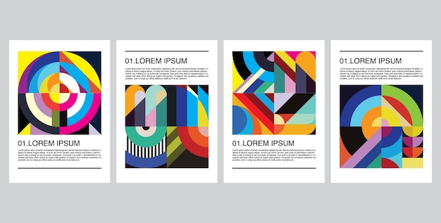 Diseño colorido de póster y portada Paquete de diseño de diseño de ilustración geométrica abstracta de portada de informe corporativo