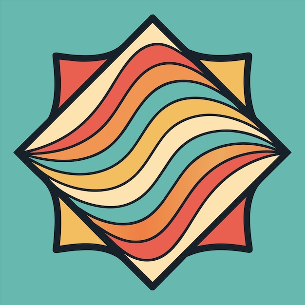 un diseño colorido con el sol en él