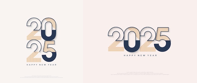 Diseño colorido y único 2025 año nuevo Diseño vectorial simple y limpio con diseños de números coloridos premium