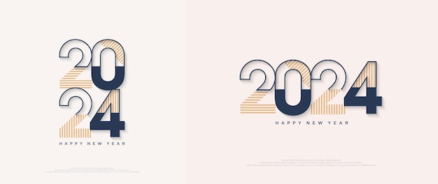 Diseño colorido y único año nuevo 2024 Diseño vectorial simple y limpio con diseños de números coloridos premium