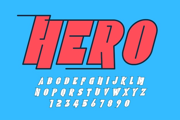 Diseño cómico dinámico tipografía original del alfabeto Control de muestras de color