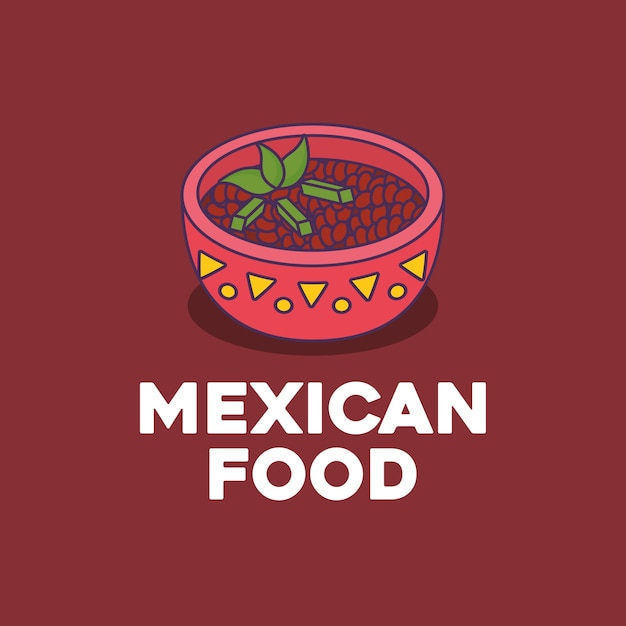 diseño de la comida mexicana con frijoles negros icono de tazón sobre fondo rojo, diseño colorido. vector il
