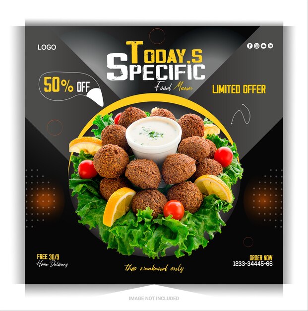 Diseño de comida de negocios moderno diseño específico banner de comida diseño de publicación en redes sociales