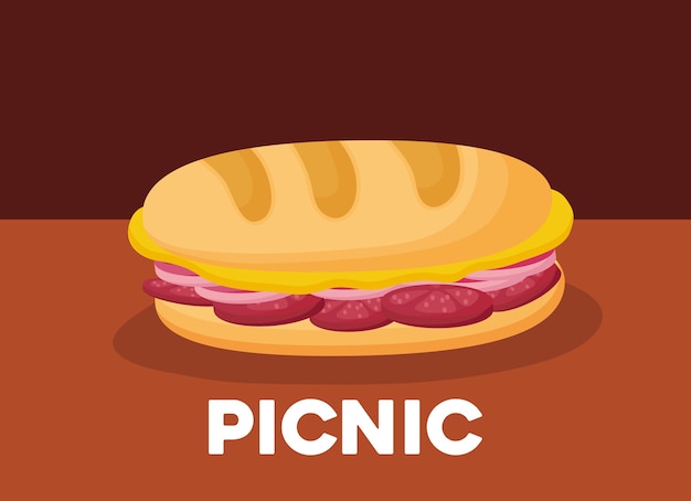 diseño de comida de picnic con icono de sándwich
