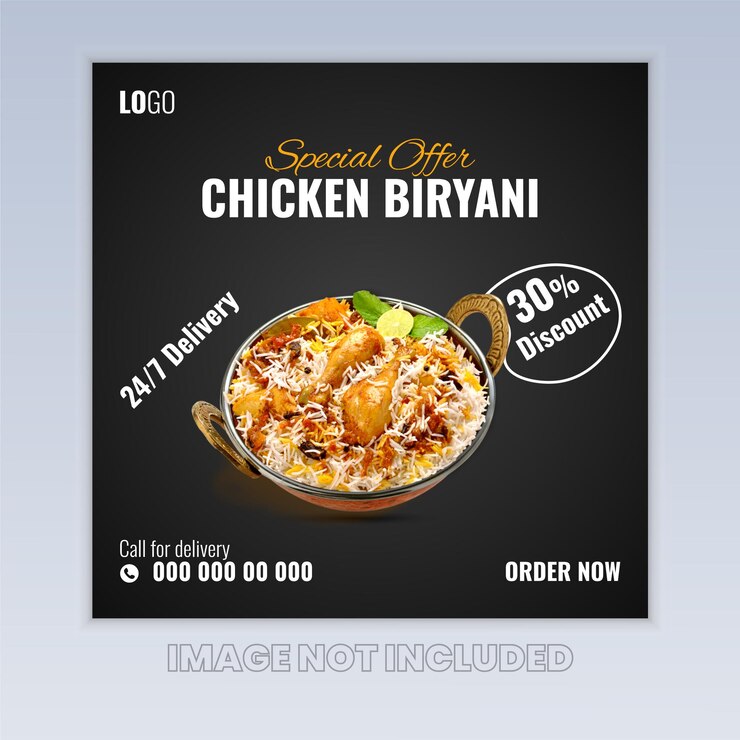 Diseño de comida de publicación de redes sociales de vector