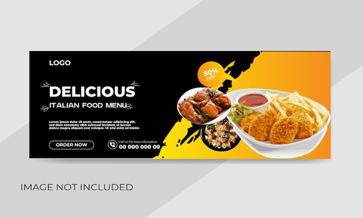 Vector diseño de comida en redes sociales plantilla de publicación de banner de restaurante para promoción empresarial