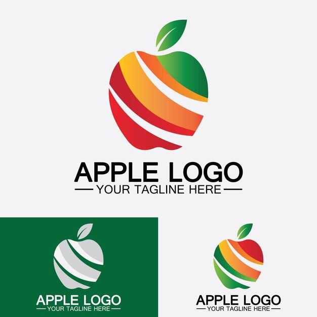 Diseño de comida saludable de fruta de logotipo de appleplantilla de vector de inspiración de diseño de logotipo de apple