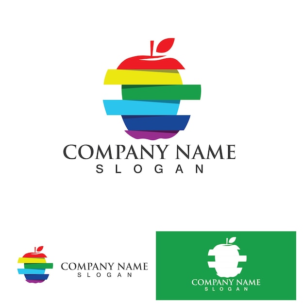 Diseño de comida saludable de fruta de logotipo de ApplePlantilla de vector de inspiración de diseño de logotipo de Apple