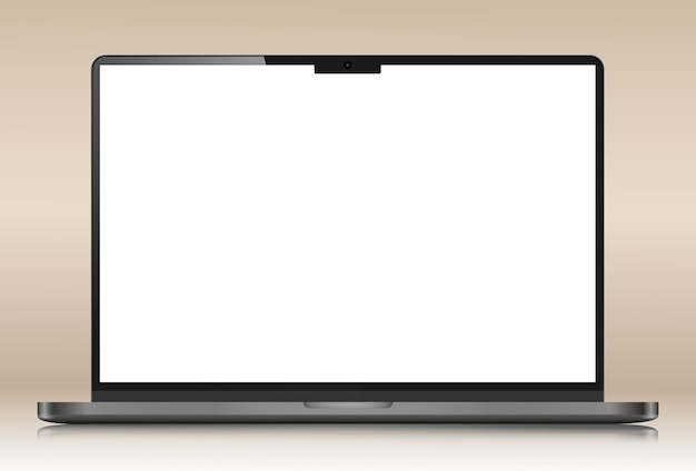 El diseño de una computadora portátil moderna con reflejo en un fondo de gradiente beige