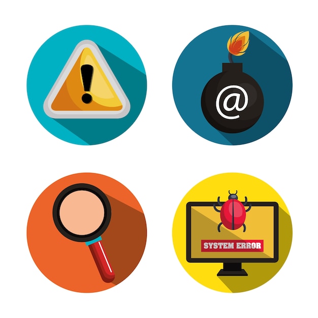 diseño de computadora de seguridad de icono de colección