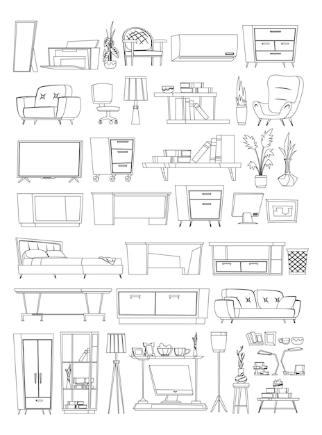 Diseño de concepto de boceto de muebles para el hogar