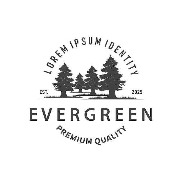 Diseño de concepto de bosque de belleza natural con hermoso logotipo de bosque y árboles densos atmósfera natural fresca ilustración de la plantilla del símbolo de la marca de negocio del producto