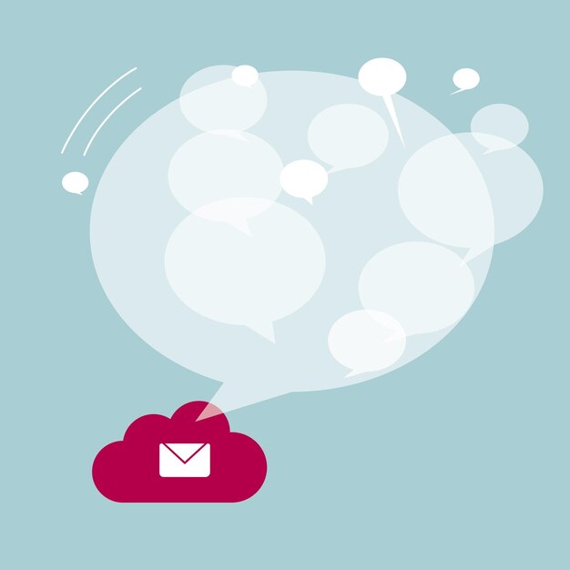 Diseño de concepto de computación en la nube. Aislado sobre fondo azul.