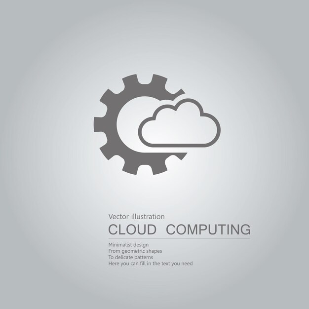 Diseño de concepto de computación en la nube. El fondo es un degradado de gris.
