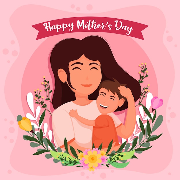 Vector diseño de concepto del día de la madre con amor y flores