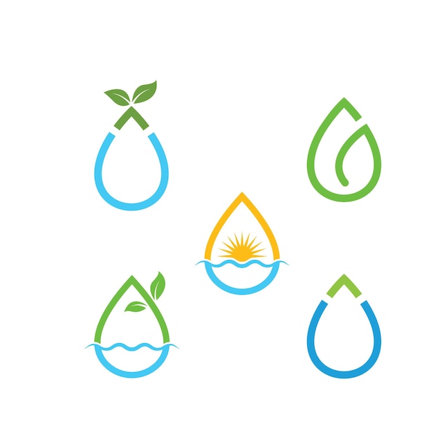 Diseño de concepto de hoja de vector de icono de gota de agua