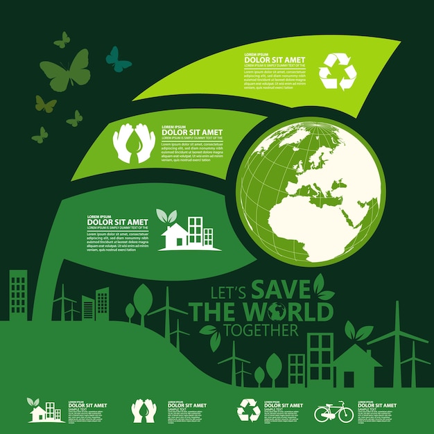 Diseño de concepto de idea creativa de ecología y conservación del medio ambiente