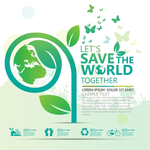 Diseño de concepto de idea creativa de ecología y conservación del medio ambiente