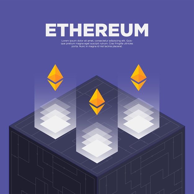 Diseño de concepto de levitación isométrica de ethereum