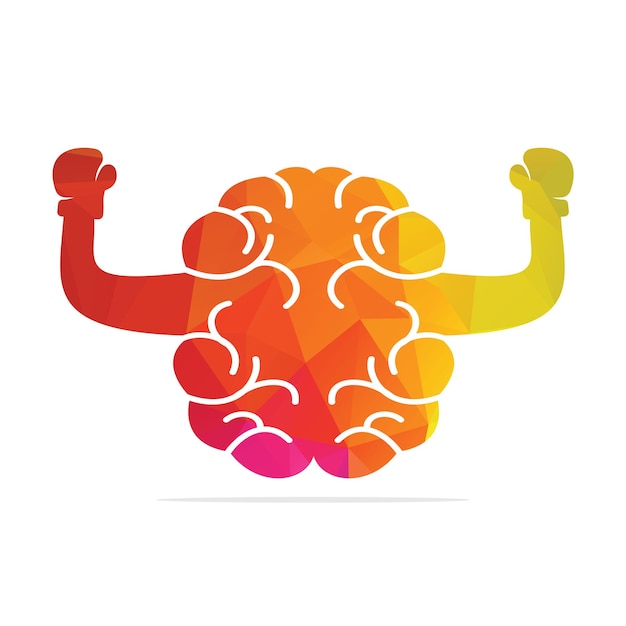Diseño de concepto de logotipo de boxeo cerebral