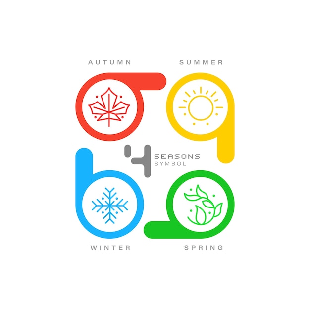 Diseño de concepto de logotipo de icono de temporadas de invierno primavera verano y otoño simple