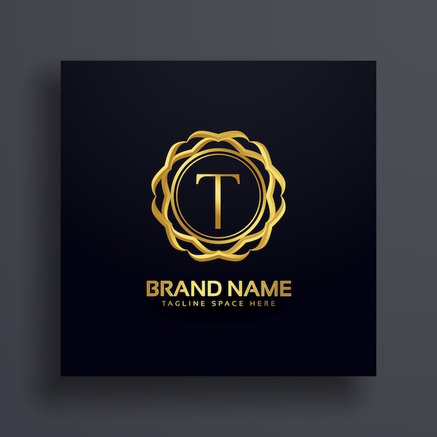 Diseño de concepto de logotipo de lujo de la letra T