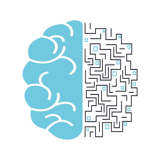 Diseño de concepto de logotipo de vector de cerebro humano digital Diseño de logotipo de conexión de cerebro
