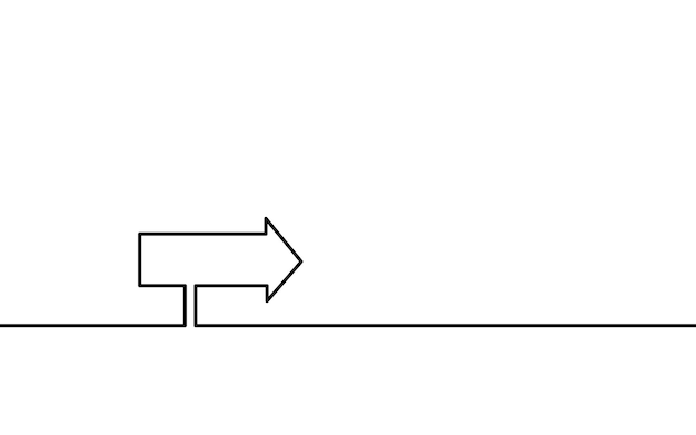 Vector diseño de concepto de mapa de dirección de viaje derecha de puntero de flecha de arte de línea continua única