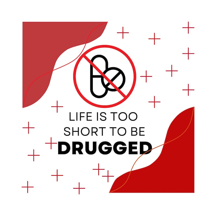 Vector el diseño del concepto stopr drugs no drugs día internacional contra el abuso de drogas