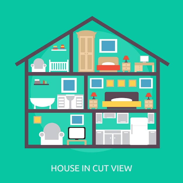 Vector diseño conceptual de house in cut view