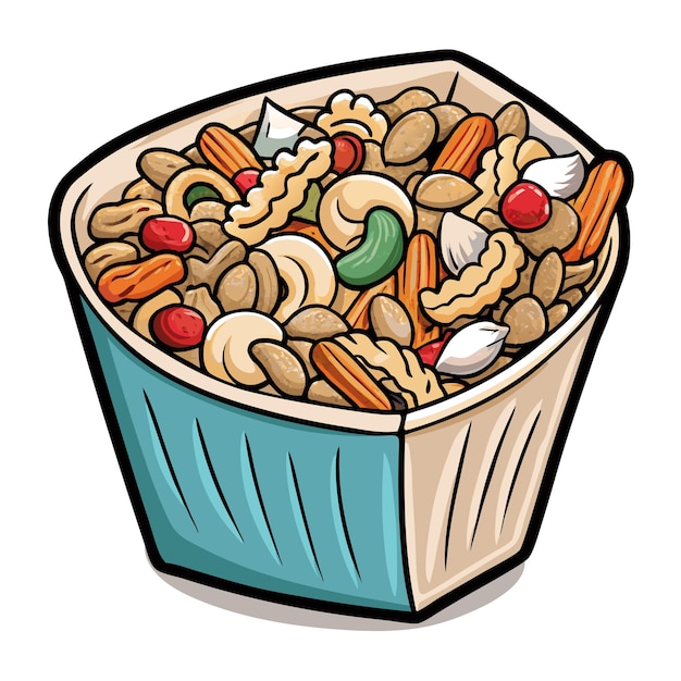 Diseño conceptual de senderos vectoriales de snacks de mezcla