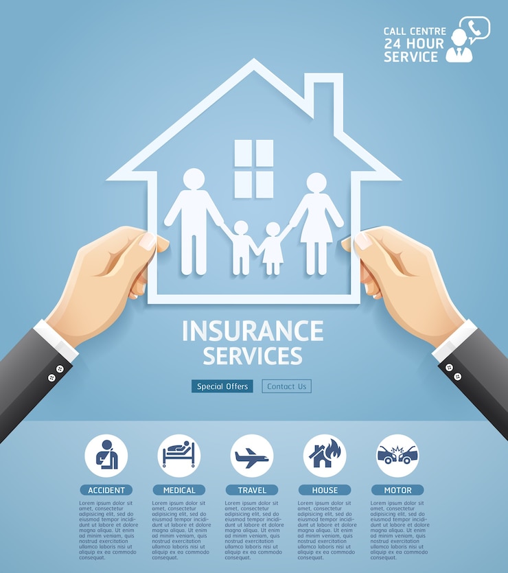 Vector diseño conceptual de servicios de pólizas de seguros