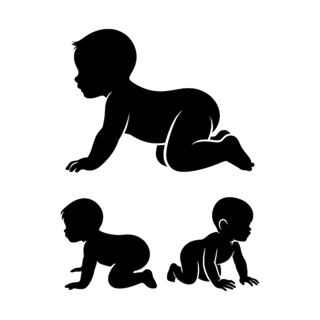 Diseño conceptual de siluetas de bebés que se arrastran