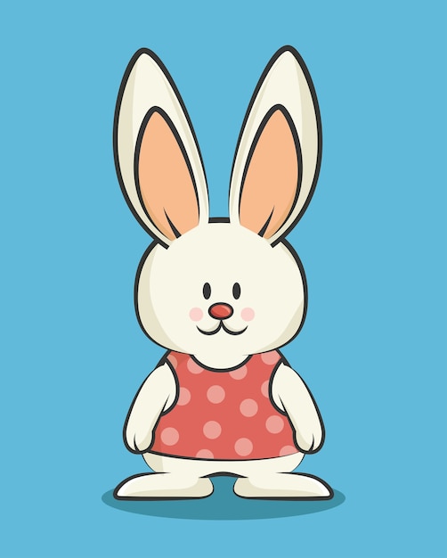 diseño de conejo de icono de dibujos animados aislado
