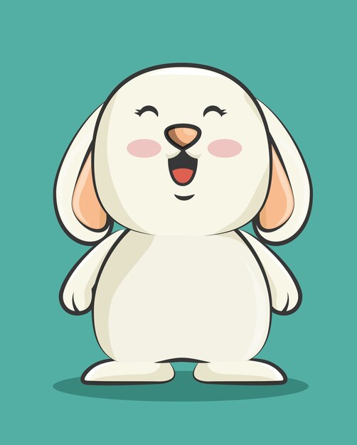 diseño de conejo de icono de dibujos animados aislado