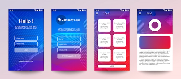 Diseño de conjunto de aplicaciones móviles, ui, ux.