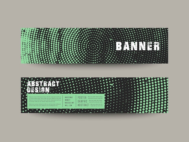 Diseño de conjunto de banners de moda con elementos de puntos fluorescentes