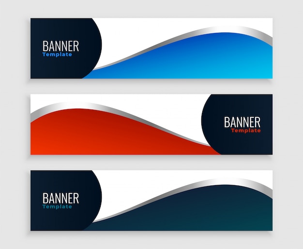 Diseño de conjunto de banners de negocios de onda moderna limpia