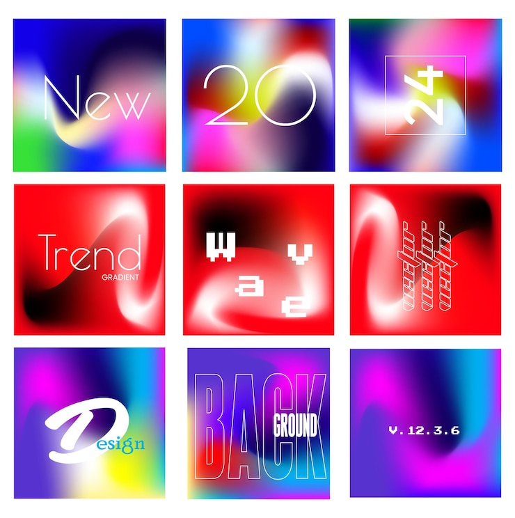 Vector diseño de conjunto de carteles de gradiente vectorial abstractos y coloridos de moda