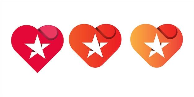 diseño de conjunto de colección de vector de elemento de forma de estrella de amor