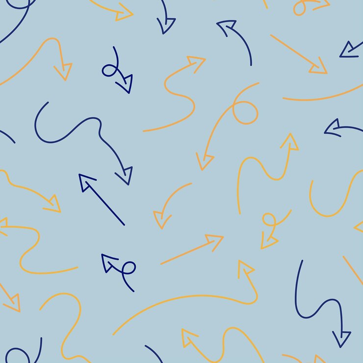 Diseño de conjunto de colección vectorial de patrones sin costuras de flecha con fondo azul retro